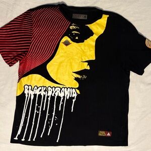 Black Pyramid Mens XXL Black Full Graphic Yellow Girl Red Hair RARE Drip Print